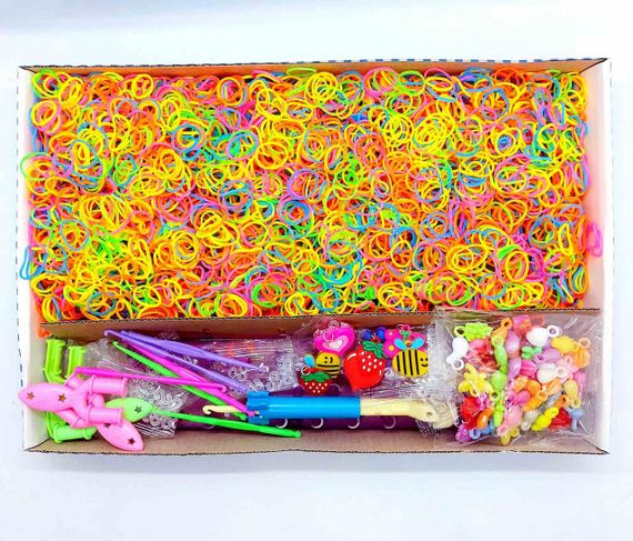 Набір гумок для плетіння 7000 шт Loom Bands - великий комплект з верстатом, гачками і підвісками | Зображення 1