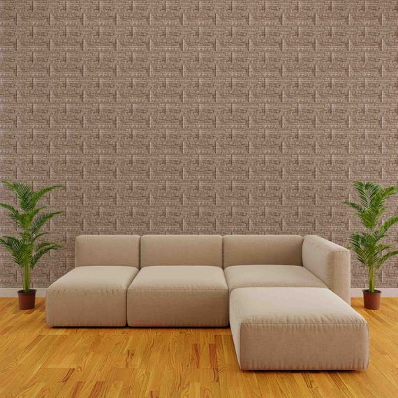 Самоклеюча декоративна 3D панель бежева смужка Loft Expert 700x770x5 мм | Зображення 3