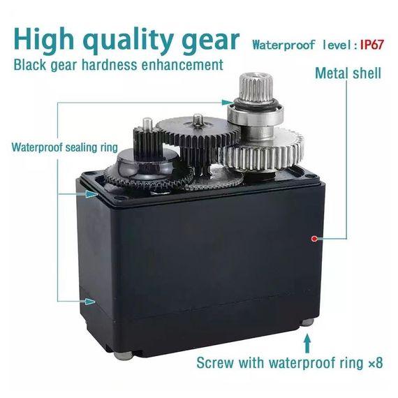 Сервопривід цифровий E-Power DC5535 360 градусів 35кг з металевими шестернями | Зображення 3