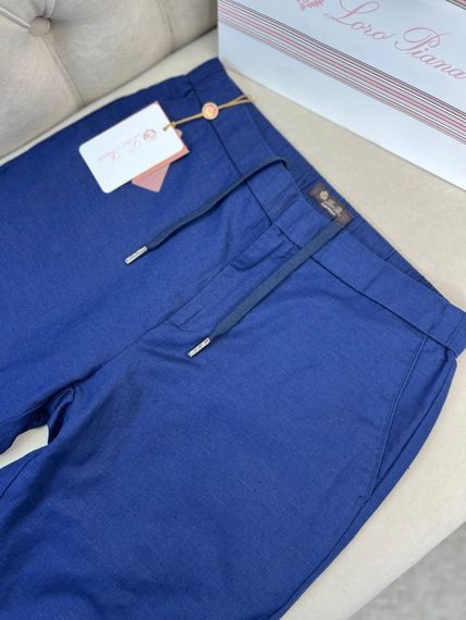 Льняні чоловічі штани Loro Piana синього кольору 78027-1 d066 | Зображення 4