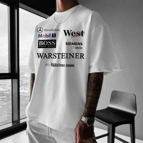 Футболка мужская с принтом повседневная S Белая