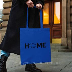 Сумка шопер із принтом "HOME країна" Синя