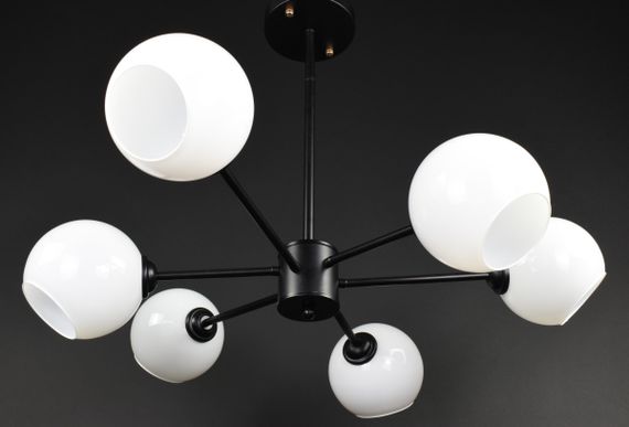 Люстра стельова на 6 лампочок 27827 Чорний 24-59х80х80 см. | Зображення 1