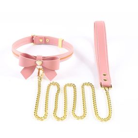 Поводок LOCKINK SEVANDA Love Heart Butterfly Leather Collar Set - Pink sexstyle