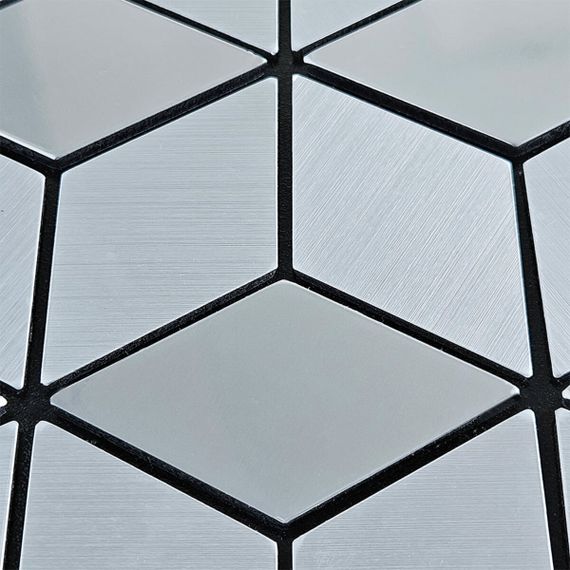 Самоклеюча алюмінієва плитка ромби срібло 300х300х3мм SW-00001933 | Зображення 4