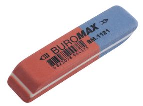 Гумка подвійна з абразивною частиною L, 58x14x8 мм, червоно-синій, BM.1121 BUROMAX (4823078944375)