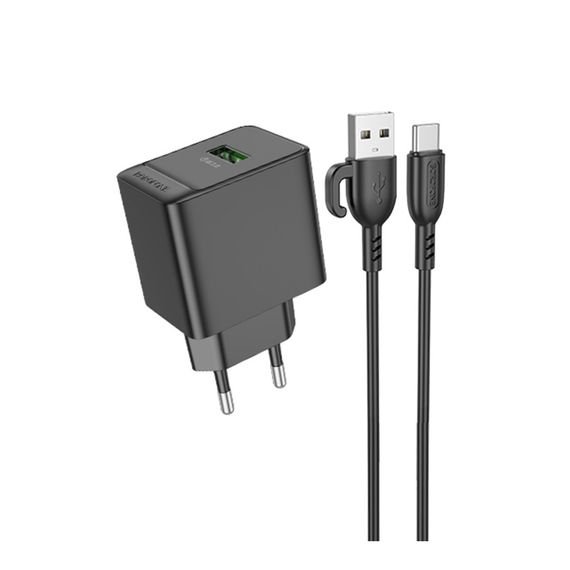 Мережевий зарядний пристрій Borofone BAS12A 1 USB QC 3.0 18 W + USB to Type-C