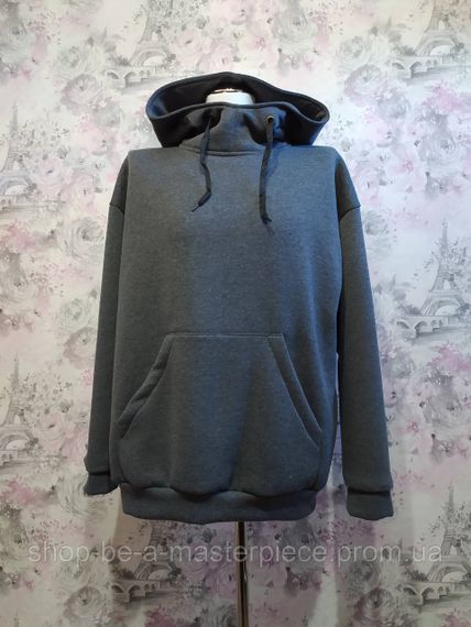 Худі чоловічий сірий меланж теплий зимовий толстовка з капюшоном футер тринитка з начосом 62