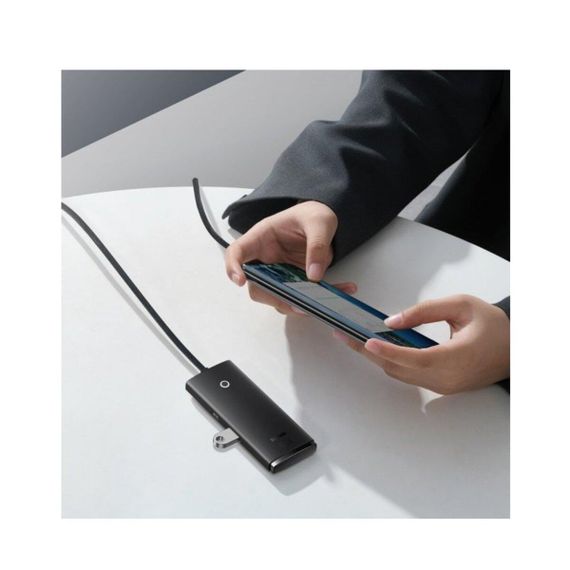 USB-Hub Baseus Lite Series 4-Port USB-A HUB Adapter (USB-A to USB 3.0*4 ) 1m Black | Зображення 4