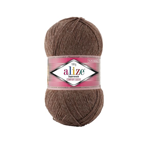 Alize Superwash Comfort Socks, коричневий меланж 240