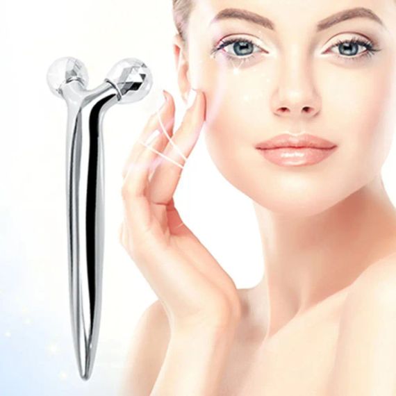 Роликовий ручний масажер для обличчя з 3D кульками LBJ-116B 3D Massager Сріблястий | Зображення 2