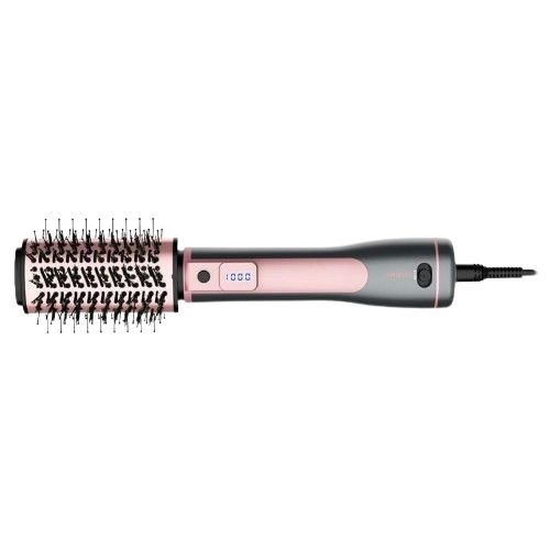 Фен-щітка 1200W (2 швидкості/2 темпер.режими/іонізація/4 насадки/LED дисплей) сірий/рожевий HD-CR300PT Ardesto