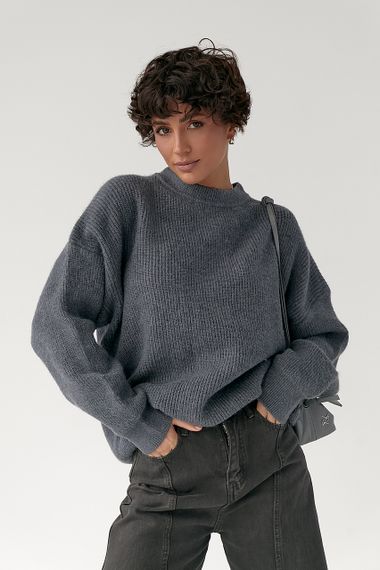 В'язана тепла однотонна кофта - сірий цвет, ONE SIZE (є розміри) | Зображення 4