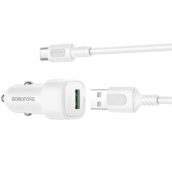 АЗП Borofone BZ34 Cloud QC3.0 (1USB-A) + кабель USB to Type-C White | Зображення 2