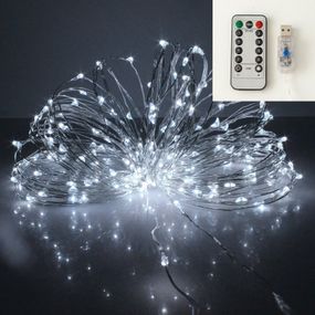 Гирлянда нить капля росы 10 метров 100 LED ламп Белая Роса USB с пультом