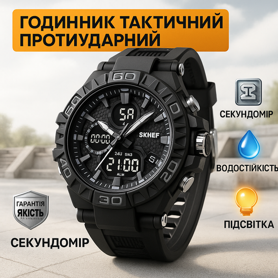Годинник для туризму SKMEI 2220BK, Багатофункціональний військовий годинник Спортивний міцний QA-79