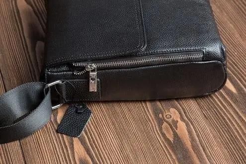 Чоловіча шкіряна сумка через плече Tiding Bag SK N12217 чорна | Зображення 7