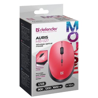 Мышка Defender Auris MB-027 Silent Wireless Red (52026) | Зображення 3