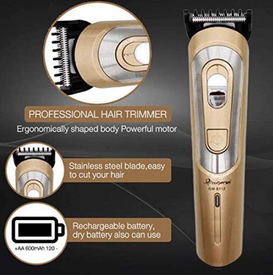 Акумуляторний тример Pro Gemei GM-6112 для бороди вус з насадками | Зображення 8