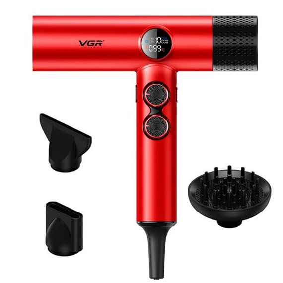 Професійний фен VGR V-401 BLACK, 40 рівнів обдування, 40 рівнів температури, 3 насадки (46084-V-401 BLACK_1800) | Зображення 2