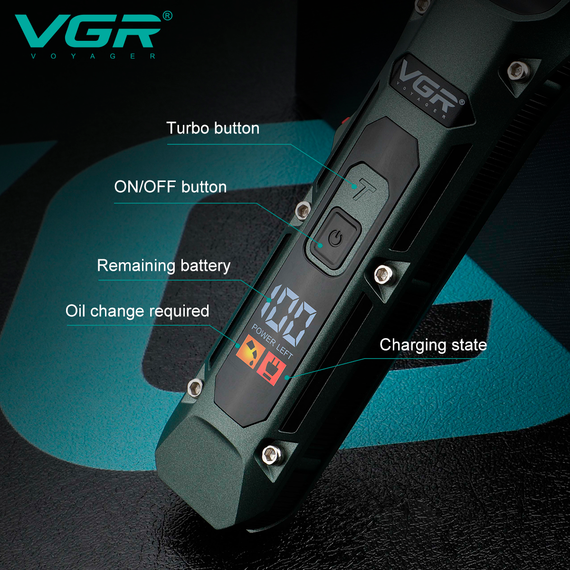 Аккумуляторная машинка для стрижки VGR V-696 , 4 насадки, LED дисплей | Зображення 4