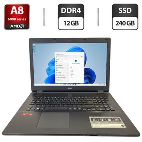 Ноутбук Acer Aspire E5-721 / 17.3" (1600x900) TN / AMD A8-6410 (4 ядра по 2.0 - 2.4 GHz) / 12 GB DDR5 / 240 GB SSD / AMD Radeon R5 Graphics / WebCam б/в