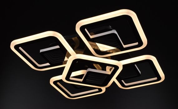 Люстра світлодіодна стельова LED світильник для квартири на стелю лед з пультом 26025 Чорний 10х40х40 см. | Зображення 2