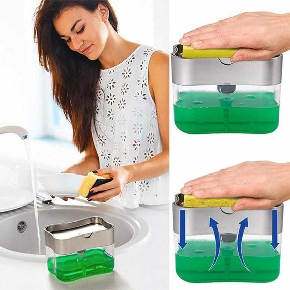 Кухонний диспенсер - органайзер для губки Soap Pump Caddy з дозатором миючого засобу, 380 мл | Зображення 3