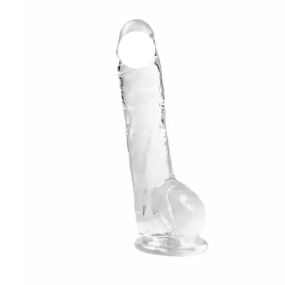 Гнучкий прозорий фалос на присосці 18см