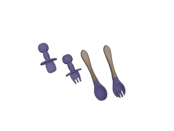 Дитячий силіконовий набір посуду для годування фіолетовий 12 предметів | Зображення 4