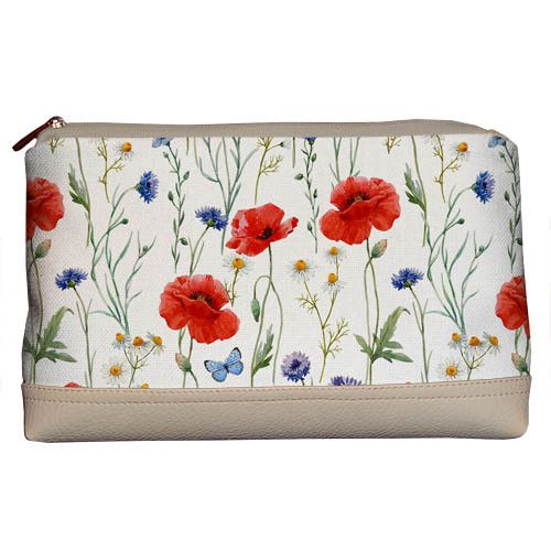 Косметичка дорожная женская Lovely Полевые цветы на белом фоне 26x15x8 см (KK_22U017_SBR)