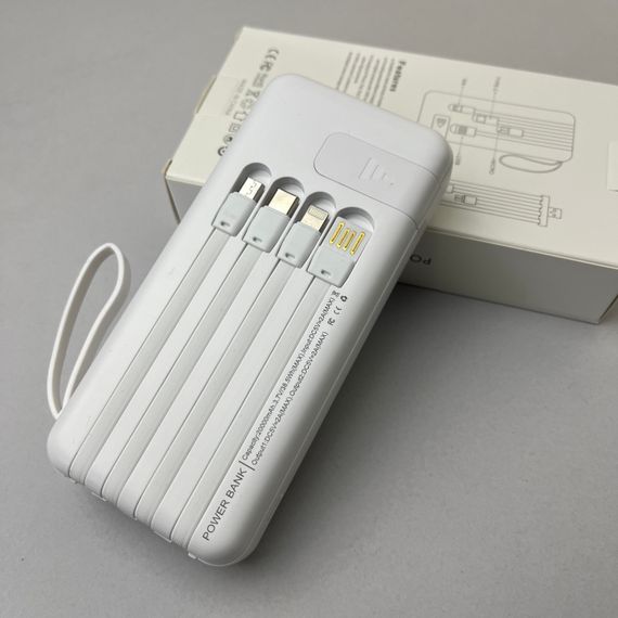 Power Bank Super з кабелем USB+Micro+Type-C+Lightning (20000mAh) Білий | Зображення 2