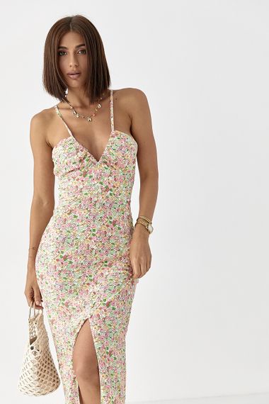 Квітковий сарафан на бретелях - рожевий цвет, M (є розміри) | Зображення 2