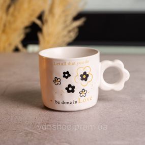 Чашка для чая и кофе фарфоровая 420 (мл) красивая оригинальная кружка на подарок FM-14A