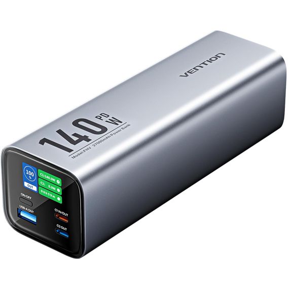 УМБ Vention 27000mAh 140W 5A PD,QC3.0, 2xUSB-C, USB-A, LED Display, Gray | Зображення 5
