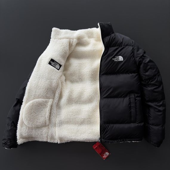 Двостороння куртка унісекс The North Face чорна плащівка та біла тедді | Зображення 3