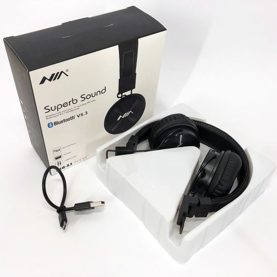 Бездротові блютуз навушники для телефону і комп'ютера з мікрофоном RQ-205 NIA X3 | Зображення 1