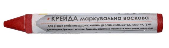 Крейда маркувальна для різних поверхонь VIROK : червона, 13x120 мм. уп. 12 шт. воскова 16V014