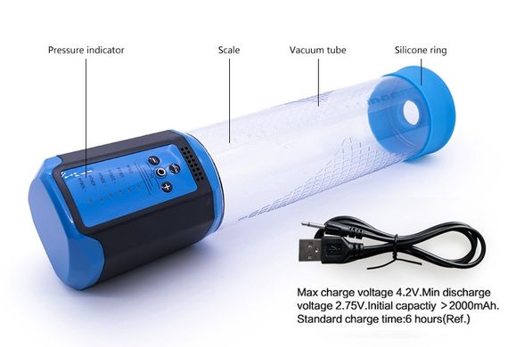 Автоматична вакуумна помпа із зарядкою від USB CANWIN Passion Pump Men BLUE - P638AU Sex Aura | Зображення 6