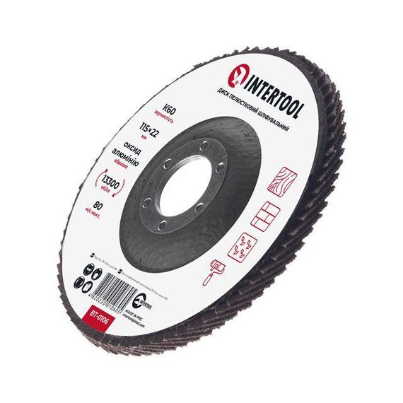 Диск шліфувальний пелюстковий 115*22 мм, K60 INTERTOOL BT-0106 | Зображення 2