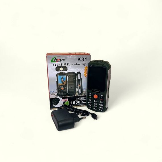 Кнопковий мобільний телефон на 4 сім карти AIEK Hope K31 Green | Зображення 5