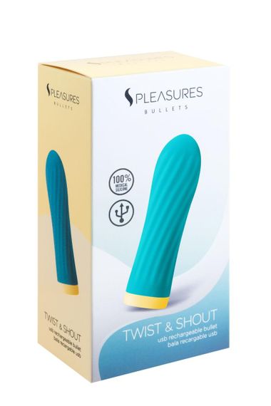 Вібропуля S Pleasures Bullets Twist & Shout Turquoise, бірюзова, ребриста поверхня, 10 режимів Sex Aura | Зображення 2