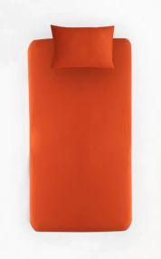 Простирадло Charlotte 180х200 см на гумці з наволочками Цегляний