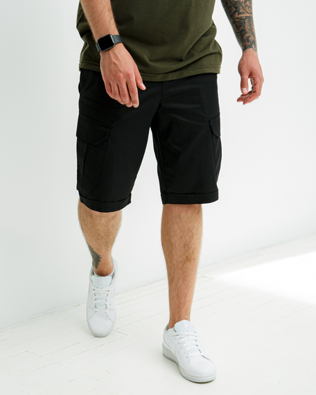 Мужские шорты-карго с пятью карманами BD0005 цвет черный, размер L | Зображення 2