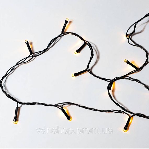 Новорічна гірлянда кімнатна нитка 22 м 220 LED чорний провід Жовтий W220LED22MBY | Зображення 5