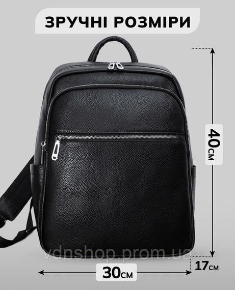 Чоловічий шкіряний рюкзак для поїздок та прогулянок 30х40х17, сумка на спину в офіс Tiding Bag 75362 чорна | Зображення 3