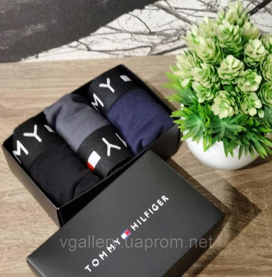 Чоловічий набір бавовняних трусів ТН, чоловічі труси ТН у коробці на 3 штук, набір чоловічих трусів на подарунок Л | Зображення 3