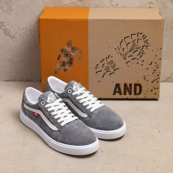 Демісезонні шкіряні (замш) кеди Vans сірі | Зображення 3