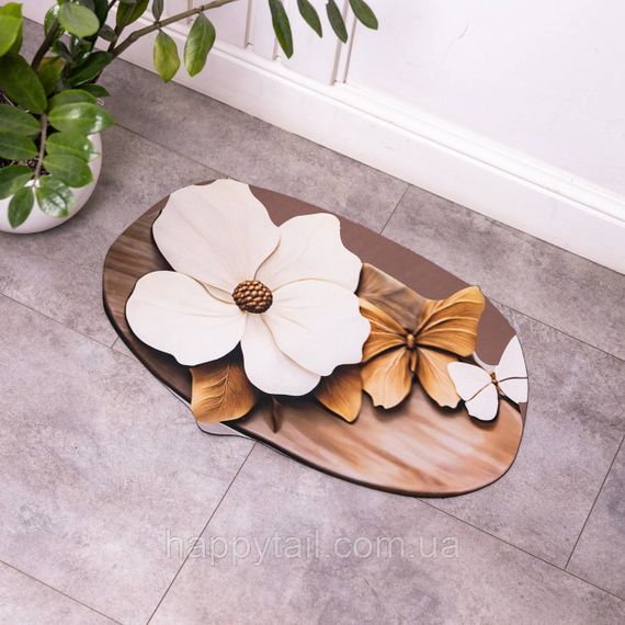 Діатомітовий килимок для ванної з 3D-ефектом Petal Relief 58х38 см — швидкосохнуча вологопоглинальна підставка Коричневий HP-42-35 | Зображення 2