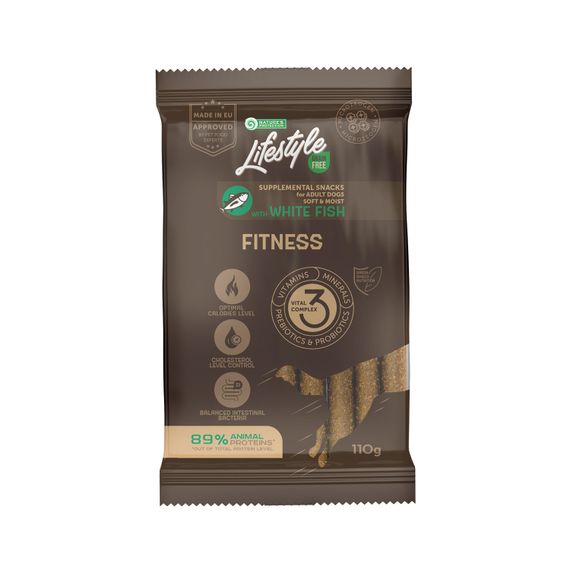 Лакомства Nature's Protection Lifestyle Grain Free White fish Fitness беззерновые с белой рыбой для активных взрослых собак всех пород 110 гр